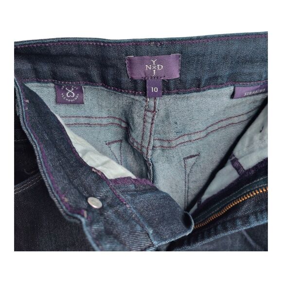 NYDJ Womens Size 10 Straight Leg Lift Tuck Dark Wash Bejeweled Back Pockets - Picture 5 of 8